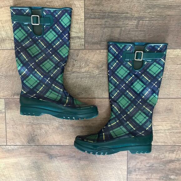 Sperry Plaid Waterproof Rubber Rain Boots - Picture 2 of 4